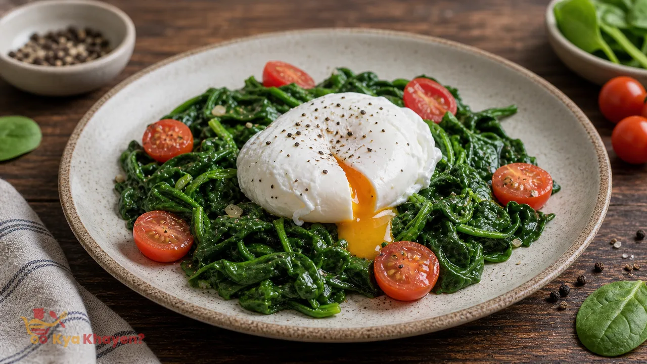 Poached Egg with Wilted Spinach recipe