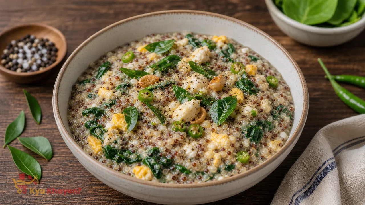 Quinoa Porridge with Egg and Greens