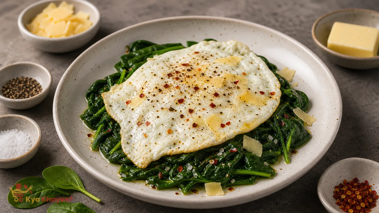 Baby Spinach with Fried Egg White