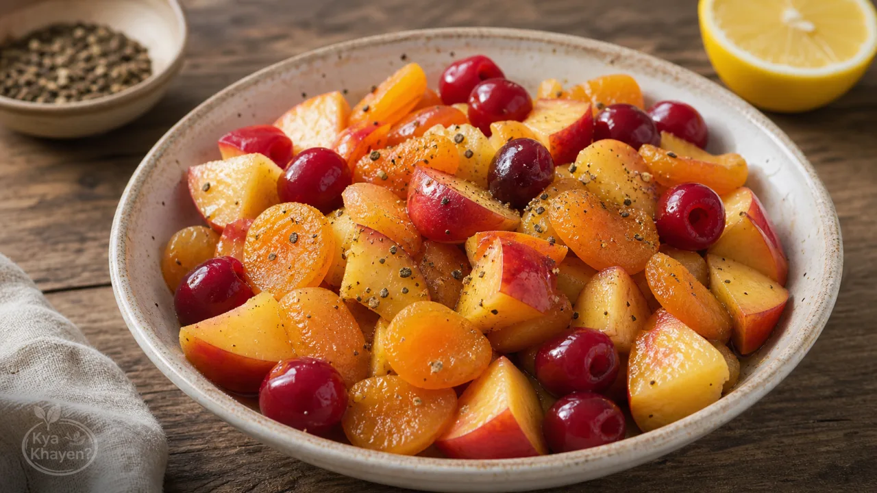 Steamed Fruit Salad (Apricot, Cherries, Peach)