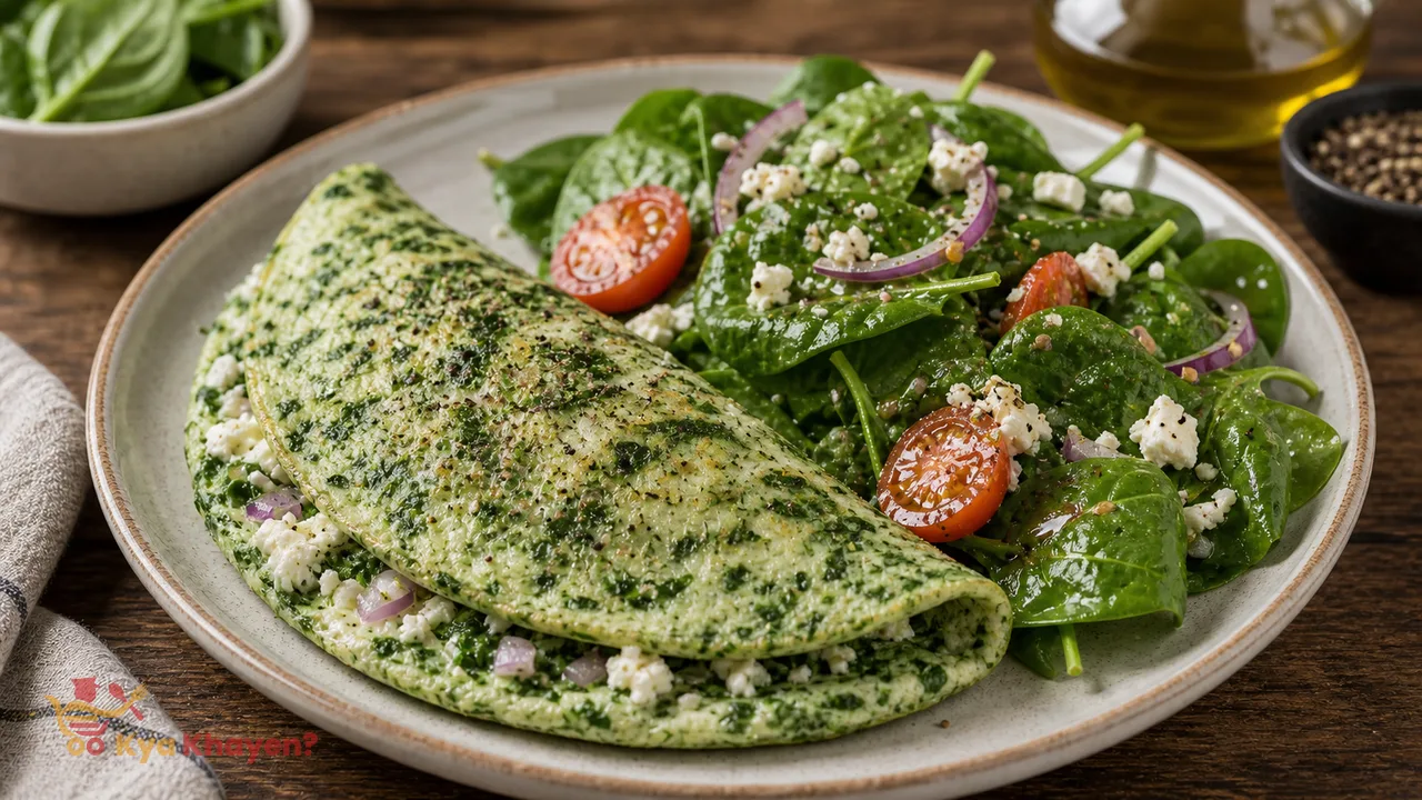 Green Omelet with Spinach Salad
