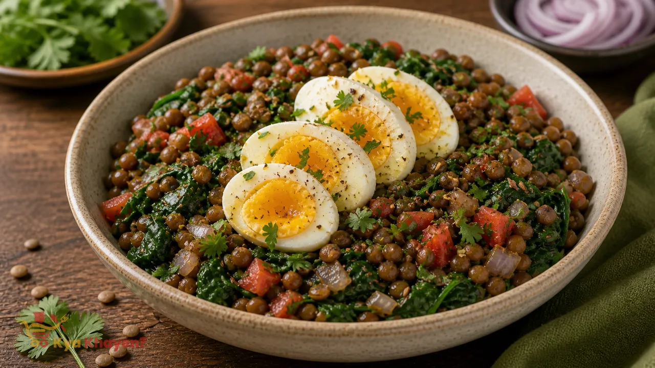 Brown Lentil with Egg and Greens