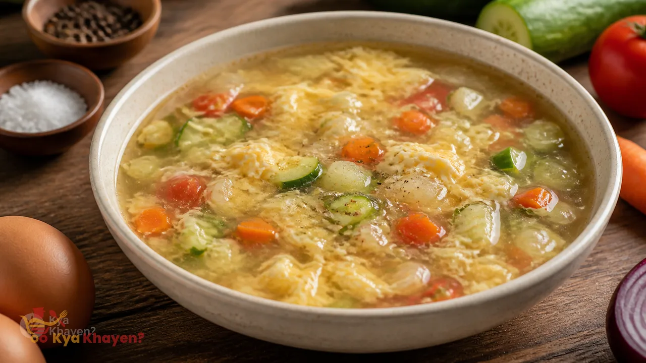 Chicken Ginger Egg Drop Soup with Vegetables