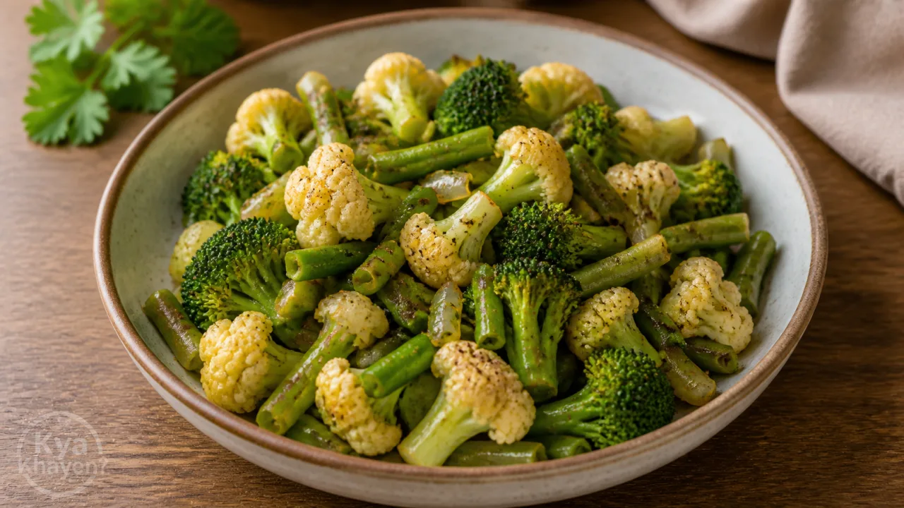 Stir Fried Beans, Cauliflower, Broccoli