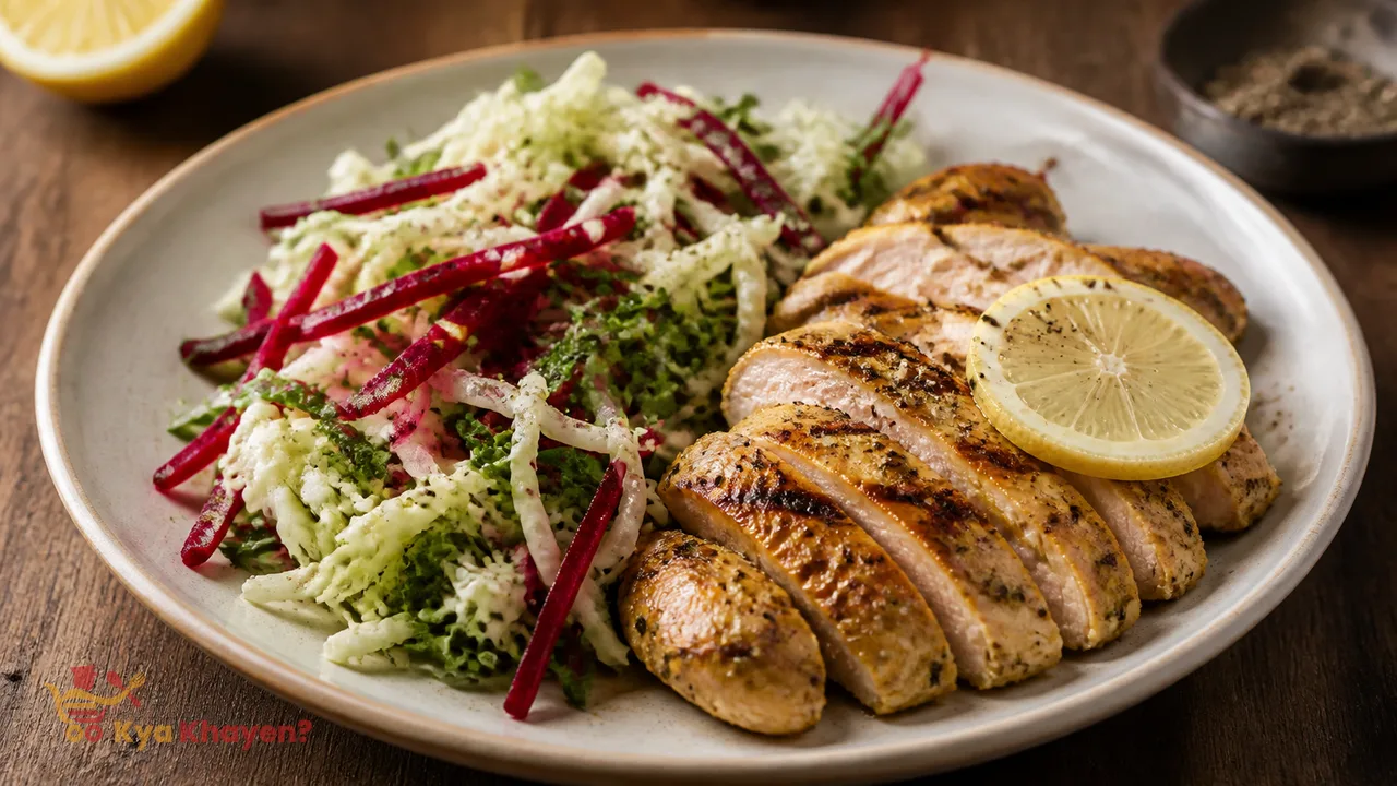 Lemon Chicken with Grated Greens