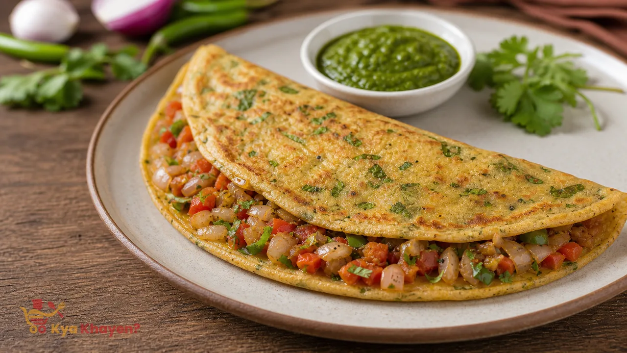 Wheat Cheela Stuffed with Onion and Tomatoes