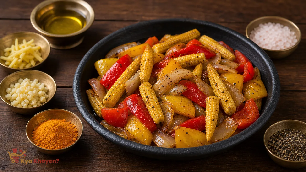 Baby Corn Fry with Bell Peppers
