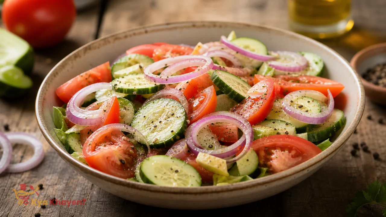 Mixed Vegetable Salad with Cucumber, Tomatoes and Onions
